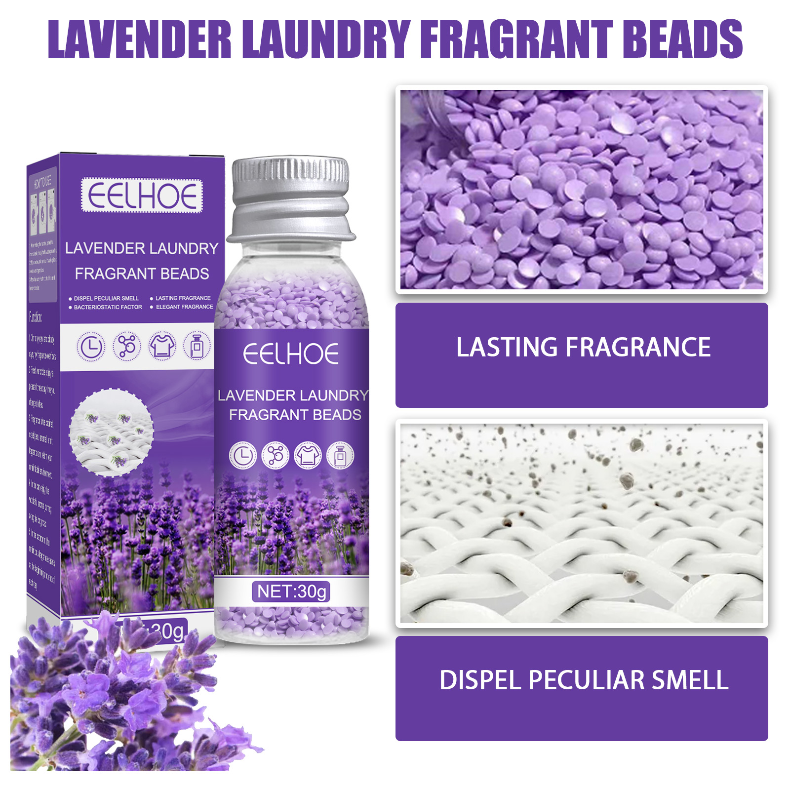 Perfume Fragrance Laundry Detergent - Lavender Fragrance Beads Laundry Softener Washing